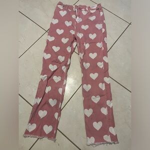 Cider Pink and White Heart Jeans